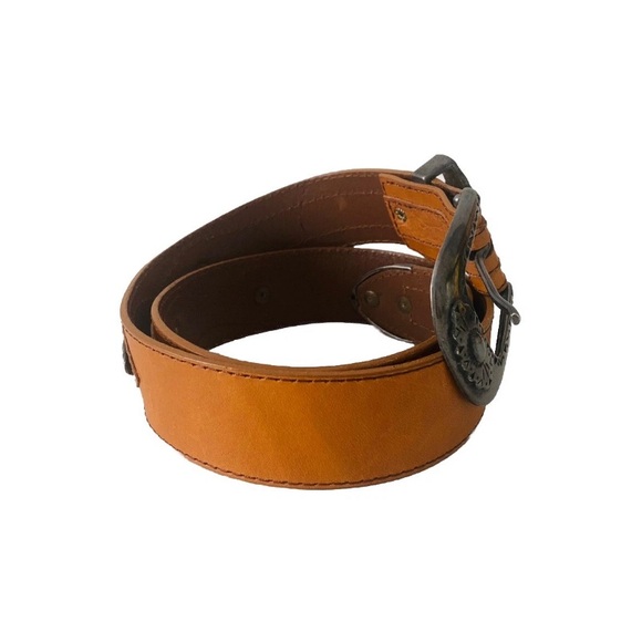 Vintage Tequila Leather Waist Belt Size 26-28 Tan Bohemian Western Rodeo main image 6